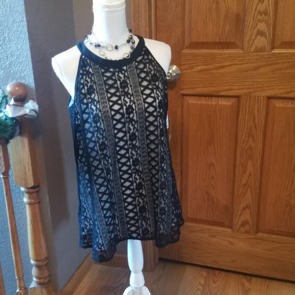 Alfani Black Lace Halter Camisole